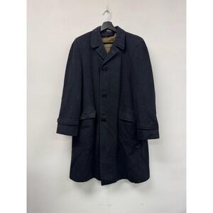 Vintage Skinner's Midtown Satin Coat Mens Large Gray Wool Herringbone‎ Overcoat